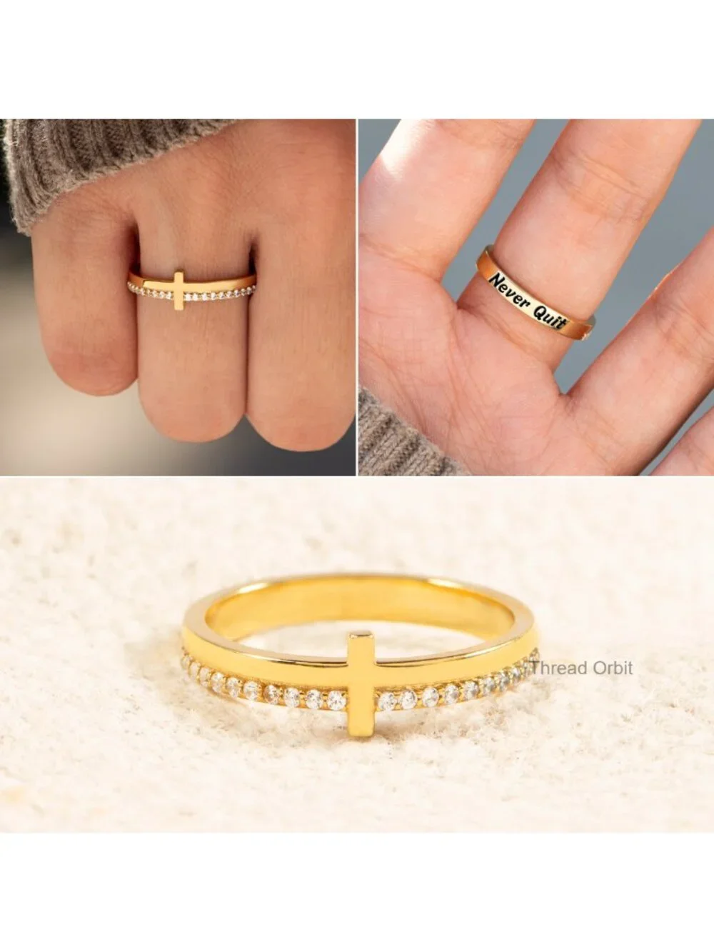 925 Sterling Silver Cross Ring with CZ, Dainty Christian Jewelry, Confirmation